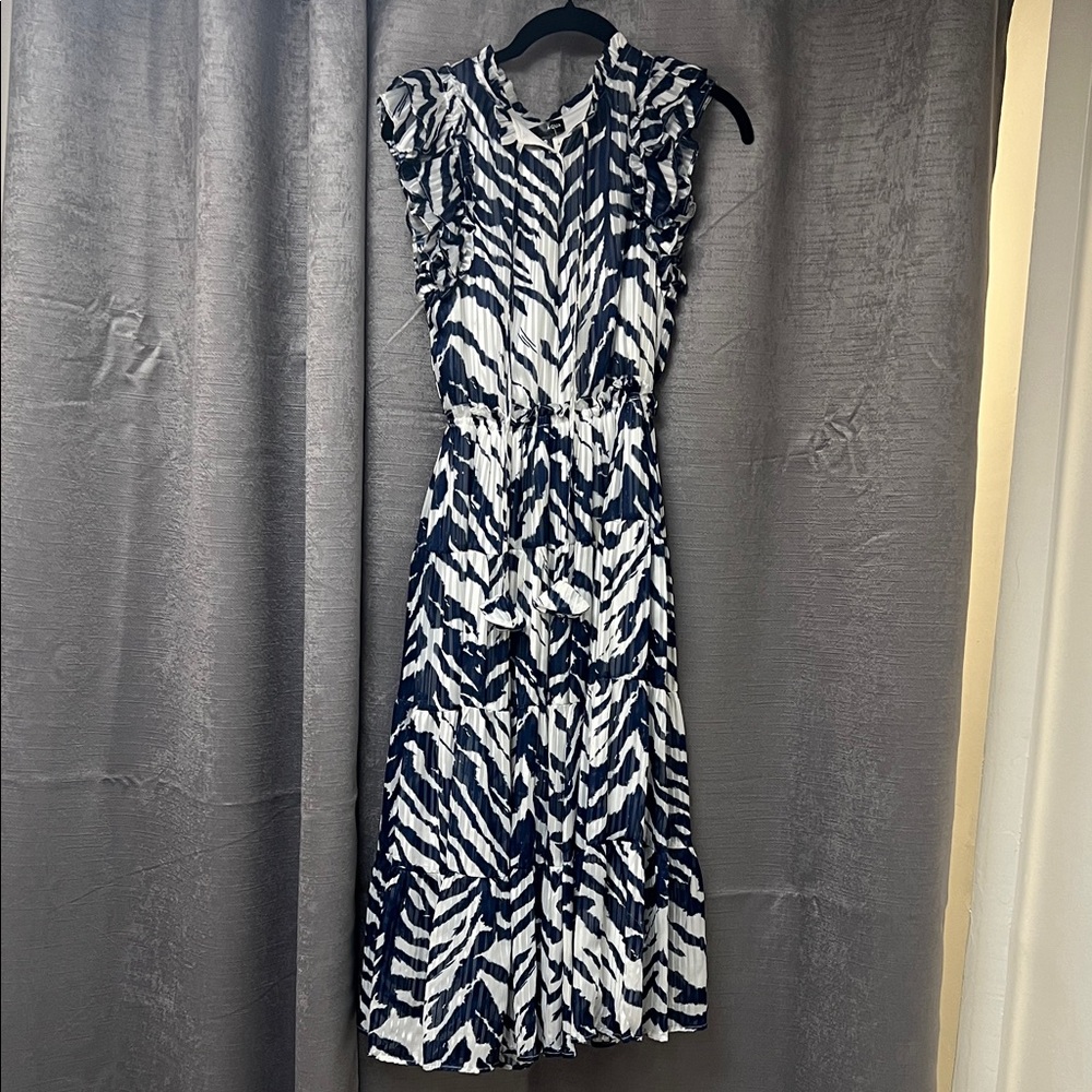 Navy and White Ruffle Dress AQua dress sizes xs